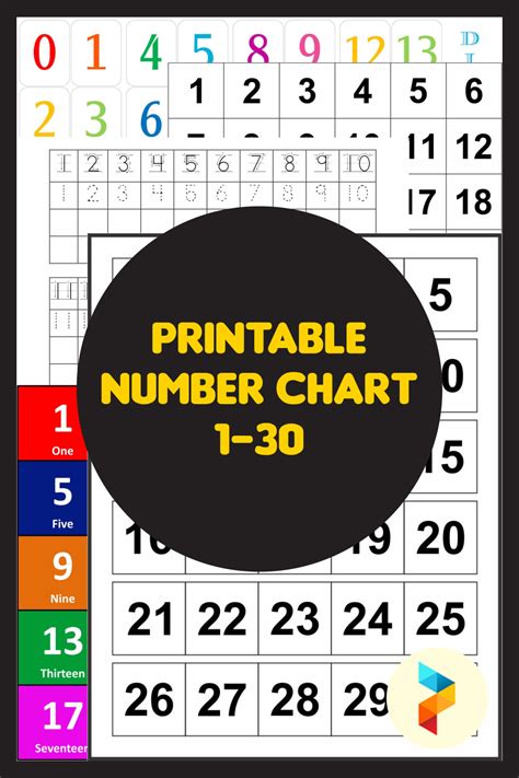 Printable Number Chart 1 30 | Printable numbers, Number chart, Number ...