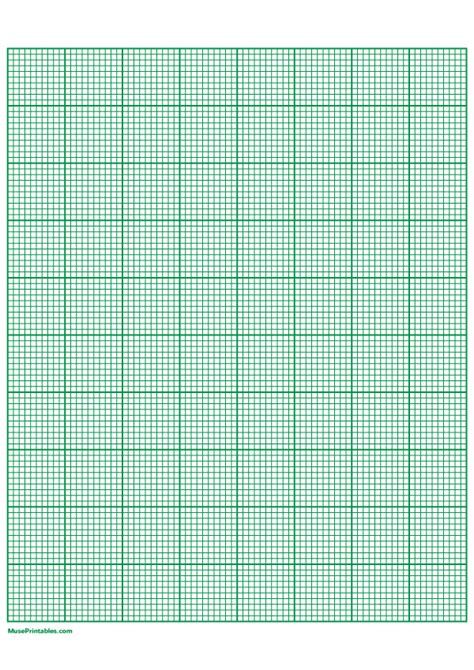 Printable 10 Squares Per Inch Green Graph Paper for A4 Paper