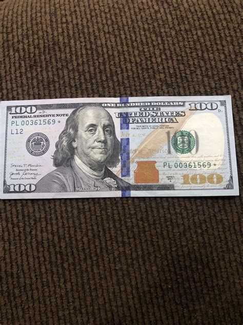 2017a One Hundred Dollar Bill Rare Star Note Pl 00361569 Low Serial Number Ebay