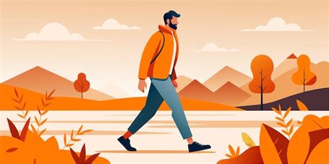 Premium Vector A Man Walks Through The Desert With A Jacket On