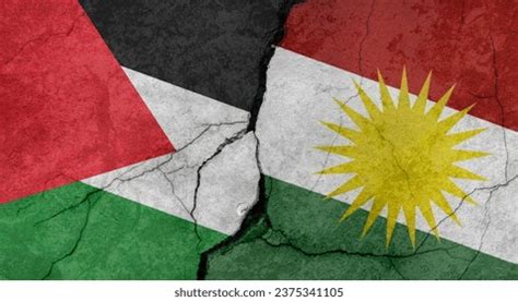 Palestine Kurdistan Flags Concrete Wall Texture Stock Illustration ...