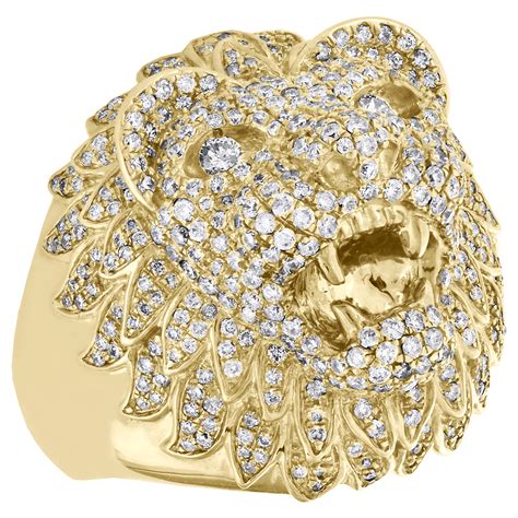 JFL Diamonds & Timepieces - 14K Yellow Gold Mens Lion Face 3D Diamond ...