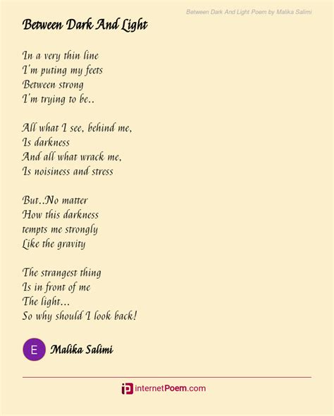 Between Dark And Light Poem By Malika Salimi