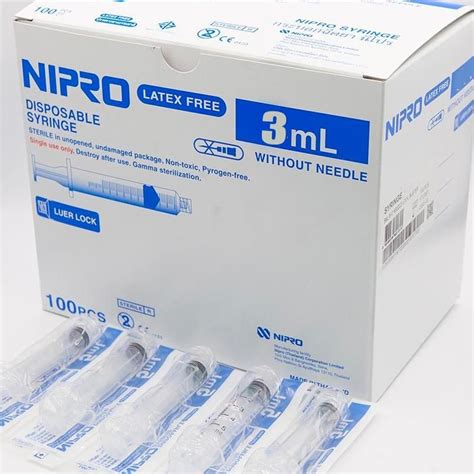 Nipro 3cc Sterile Syringe Only Luer Lock Box Of 100