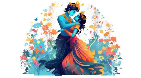 Premium AI Image | Radha Krishna vector art