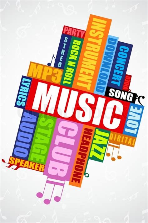 Illustration of colorful musical word cloud with musice realted words ...