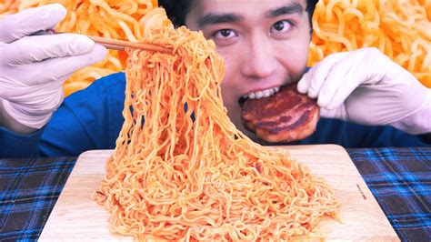 Asmr Paldo Spicy Bibimmyeon Spicy Noodle With Pork Steak Mukbang