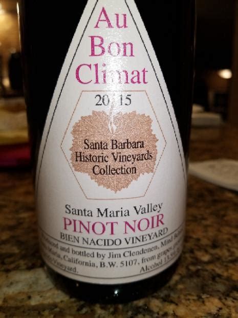 2015 Au Bon Climat Pinot Noir Santa Barbara Historic Vineyards