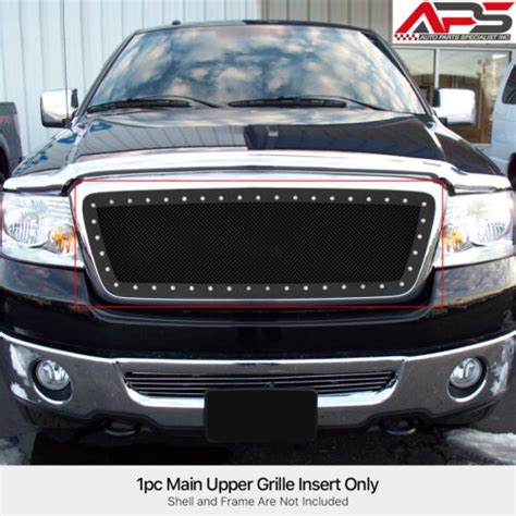 Fits Ford F 150 Rivet Black Stainless Steel Mesh Grille Grill Insert 2004 2008 Ebay