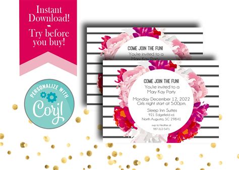 Mary Kay Party Printable Mary Kay Makeover Invitation Mlm Invites