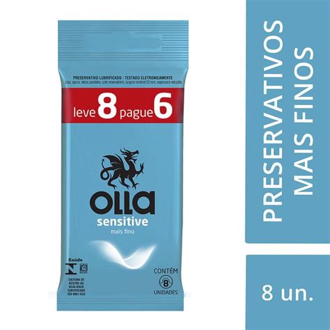 Olla Sensitive É Boa - Preservativo Olla sensitive, pacote com 8 unidades