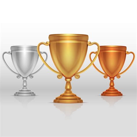 Premium Vector Gold Silver And Bronze Winners Cup Goblet Vector