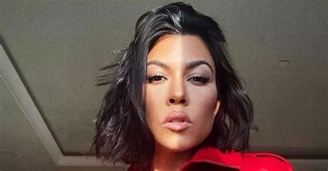 Kourtney Kardashian Stuns Fans As She Goes Naked Under Red Leather Jacket Mirror Online