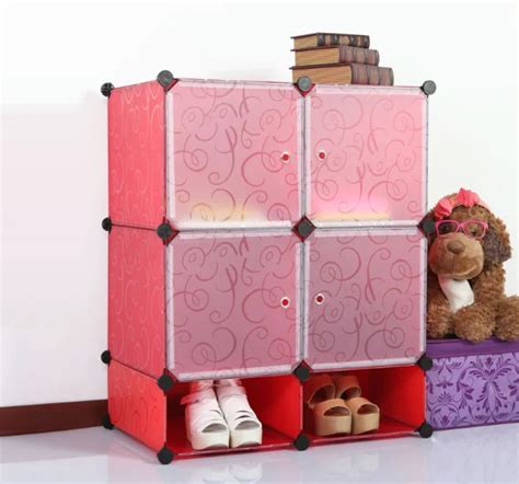 Foldable Plastic Storage Cabinet Wardrobe With Shoe Racks Pp Material Living Room Furniture For