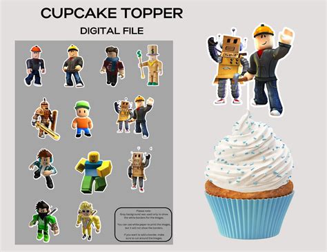 roblox cupcake topper roblox party roblox birthday etsy