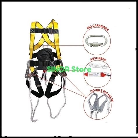 Jual Full Body Harness PRO ABSORBER Double Big Hook D Ring Carabiner