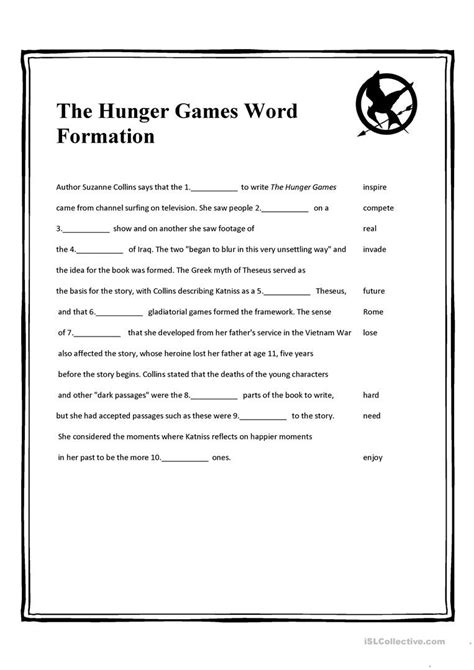 Hunger Games Free Printable Worksheets Free Printable Hunger Games