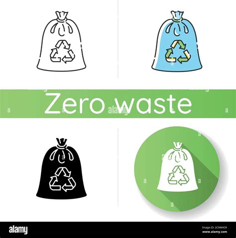 Compostable Trash Bag Icon Linear Black And RGB Color Styles Waste