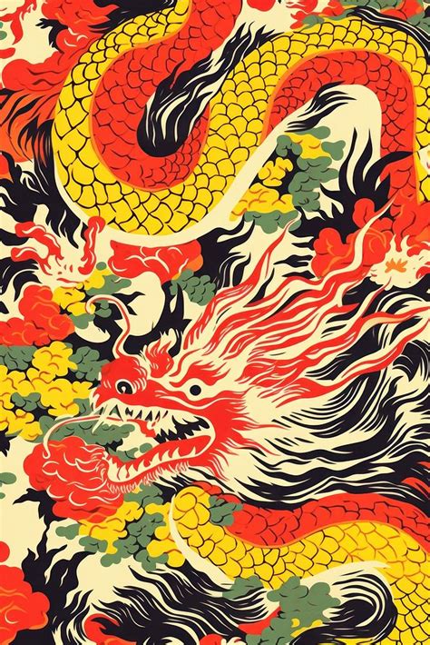 Pattern yellow dragon art. AI | Premium Photo Illustration - rawpixel