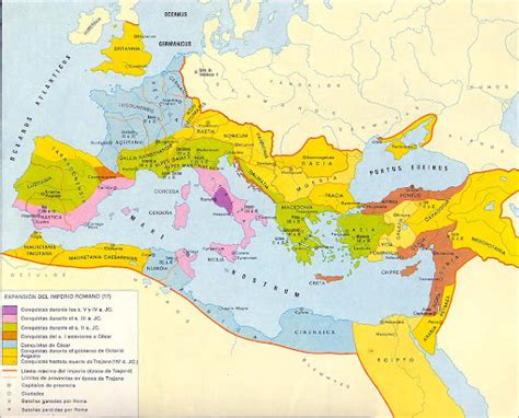 Mapa - Fases de la Expansión del Imperio Romano