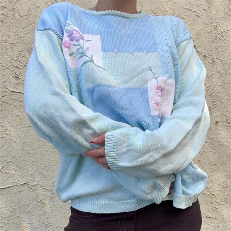 Vintage Tulchan Crewneck Sweater Pretty Flower Depop