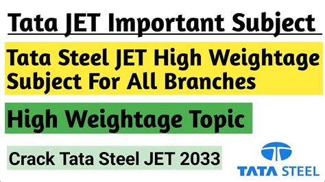 Tata Steel JET 2023 Important Subject For All Branches Tata JET High