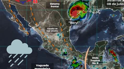 Tras paso de Beryl dónde lloverá en México este 8 de julio de 2024