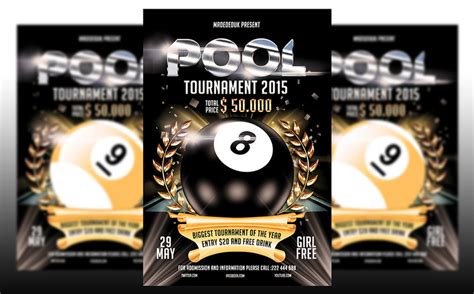 Pool Tournament Flyer Template 222372 Templatemonster