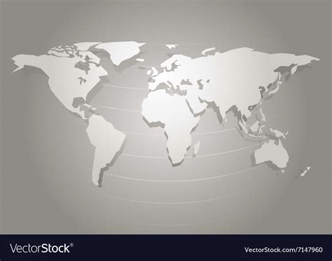 Paper Cut World Map White And Grey Abstract Vector Image