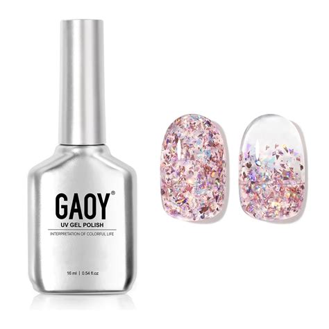 Gaoy Glitter Gel Nail Polish 16ml Pink Sparkly Gel Polish