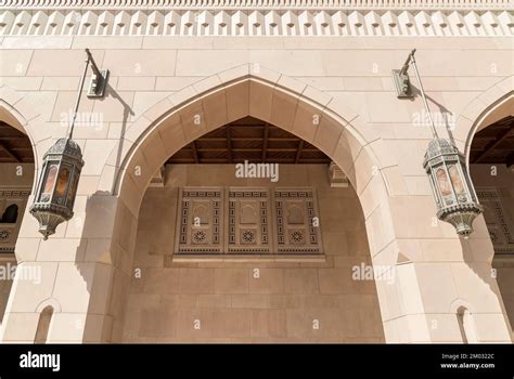 Arch With Oriental Lantern Of The Sultan Qaboos Grand Mosque Oman