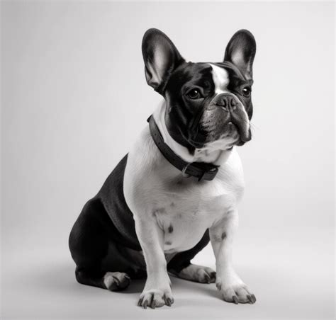 Un Perro Blanco Y Negro Con Una Pajarita Se Sienta En Un Fondo Blanco