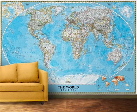 National Geographic Classic World Map Wall Mural Giant Removable Wallpaper Natgeo Map Of World