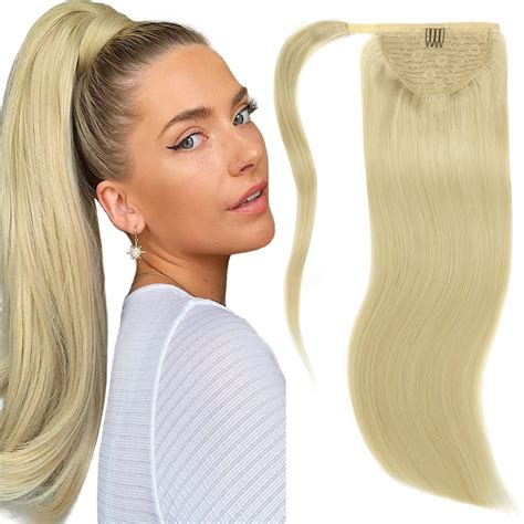 Amazon Lacer Thick Blonde Human Hair Ponytail Extensions With