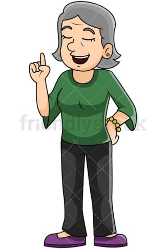 Mature Woman Making Point Vector Cartoon Clipart - FriendlyStock