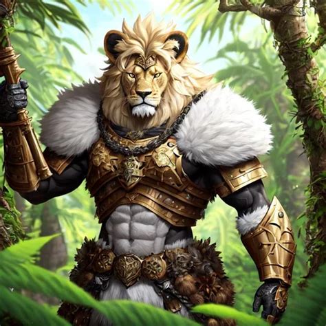 Portrait Of A Buff Leonin Paladin With White Fur A OpenArt