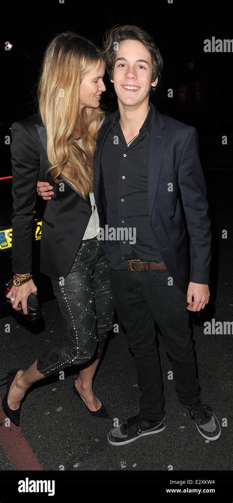 Elle Macpherson With Her Son Arpad Busson Arrive At No3 Cromwell Road Featuring Elle