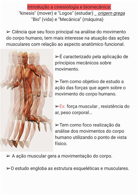 Biomecânica E Cinesiologia - Introdução a cinesiologia e biomecânica - Cinesiologia e Biomecânica