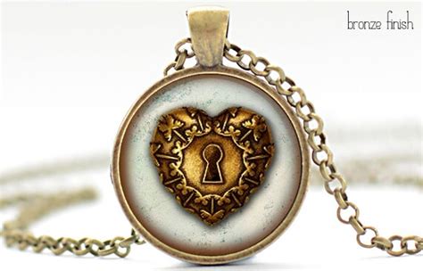 Items similar to Heart Shaped Lock Necklace, Key to My Heart Jewelry, Vintage Lock Pendant ...