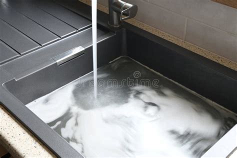 Overflowing Kitchen Sink Clogged Drain Stock Image Image Of Blockage