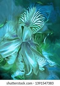 Beautiful Lush Dramatic Iris Illustration That Stock Illustration