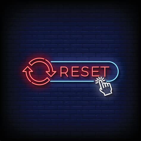 neon sign reset  brick wall background vector  vector art