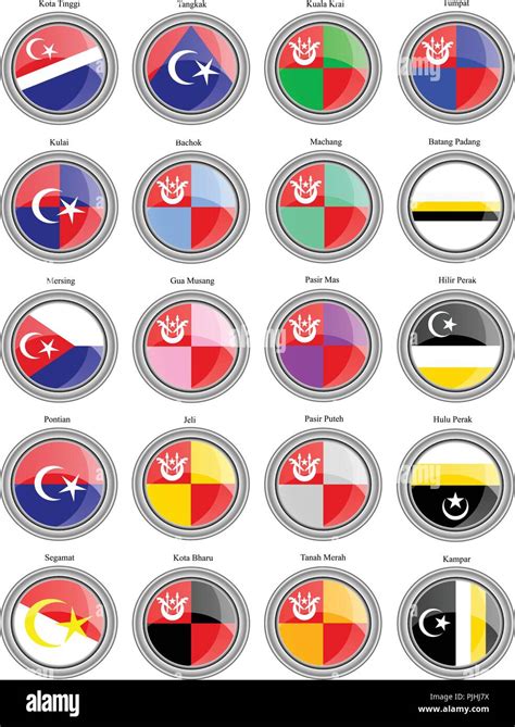 Set Of Icons Flags Of The Malaysian Districts Vector Stock Vector Image And Art Alamy