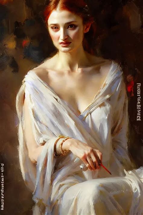 Sansa Painting By Daniel Gerhartz Alphonse Murac Stable Diffusion