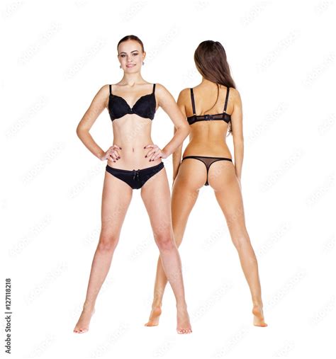 Two Sexy Models Beautiful Brunette Women In Underwear Stock Photo Adobe Stock