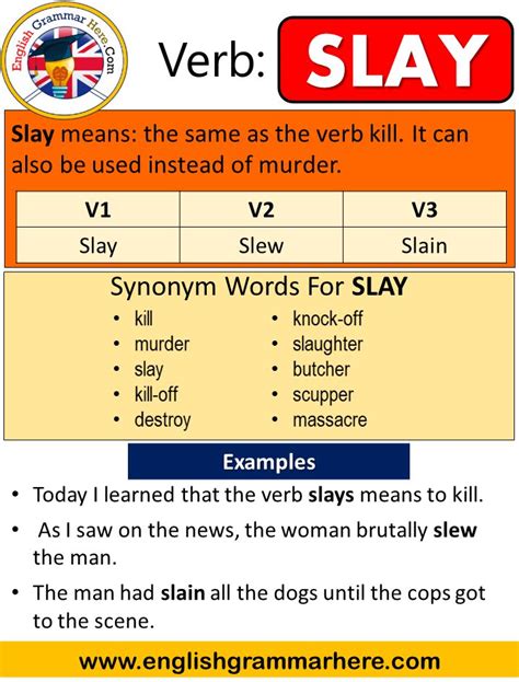 Slay Past Simple Simple Past Tense Of Slay Past Participle V1 V2 V3