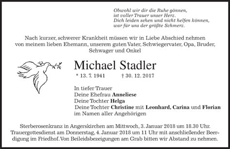 Traueranzeigen Von Michael Stadler Trauer Merkur De