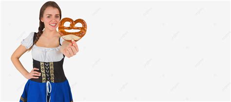 Pretzelholding Oktoberfest Beauty In A Composite Image Woman Pretzel