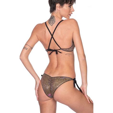 Bikini Glitterato Oro Oro Nero Pin Up InFashionStore