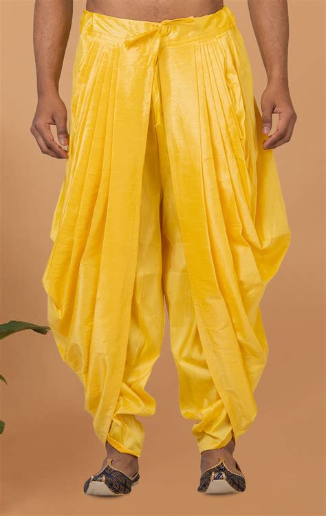 Festive Yellow Color Dupion Silk Fabric Dhoti 1908096